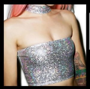 Rave mi gente disco tube top with chocker